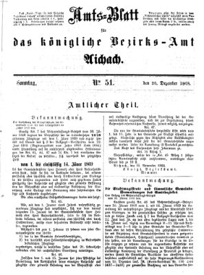 Amtsblatt für das Bezirksamt und Amtsgericht Aichach Sonntag 20. Dezember 1868