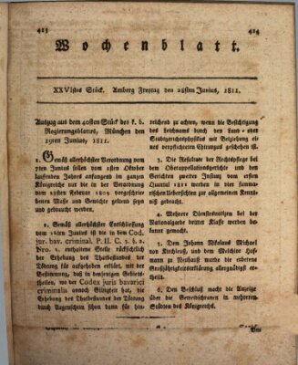 Wochenblatt (Oberpfälzisches Wochenblat) Freitag 28. Juni 1811