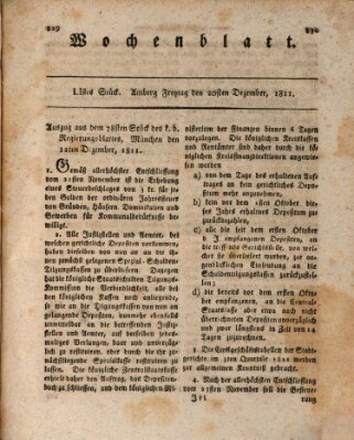 Wochenblatt (Oberpfälzisches Wochenblat) Freitag 20. Dezember 1811