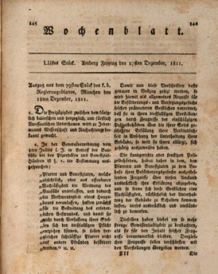 Wochenblatt (Oberpfälzisches Wochenblat) Freitag 27. Dezember 1811