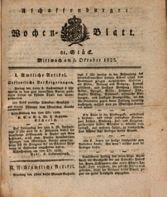 Aschaffenburger Wochenblatt (Aschaffenburger Zeitung) Mittwoch 8. Oktober 1823