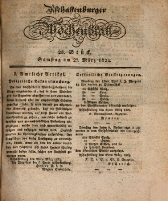 Aschaffenburger Wochenblatt (Aschaffenburger Zeitung) Samstag 27. März 1824