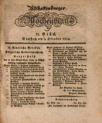 Aschaffenburger Wochenblatt (Aschaffenburger Zeitung) Samstag 2. Oktober 1824