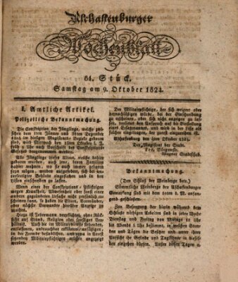 Aschaffenburger Wochenblatt (Aschaffenburger Zeitung) Samstag 9. Oktober 1824