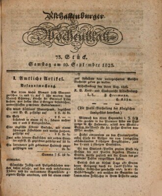 Aschaffenburger Wochenblatt (Aschaffenburger Zeitung) Samstag 10. September 1825