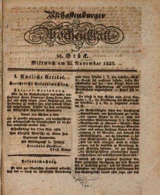Aschaffenburger Wochenblatt (Aschaffenburger Zeitung) Mittwoch 30. November 1825