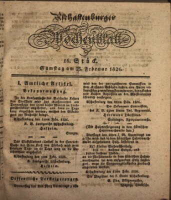 Aschaffenburger Wochenblatt (Aschaffenburger Zeitung) Samstag 25. Februar 1826