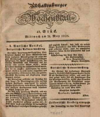 Aschaffenburger Wochenblatt (Aschaffenburger Zeitung) Mittwoch 31. Mai 1826