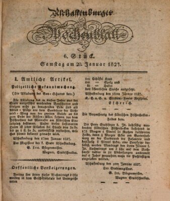 Aschaffenburger Wochenblatt (Aschaffenburger Zeitung) Samstag 20. Januar 1827