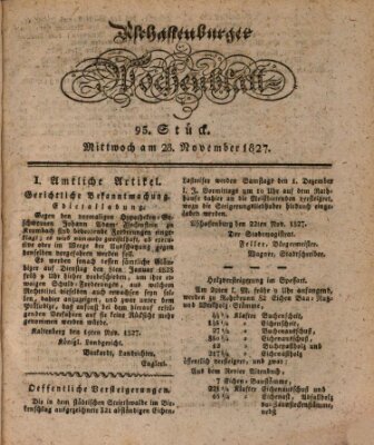 Aschaffenburger Wochenblatt (Aschaffenburger Zeitung) Mittwoch 28. November 1827
