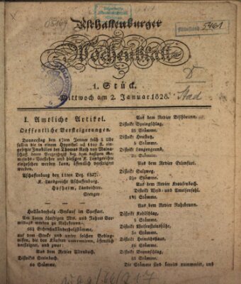Aschaffenburger Wochenblatt (Aschaffenburger Zeitung) Mittwoch 2. Januar 1828