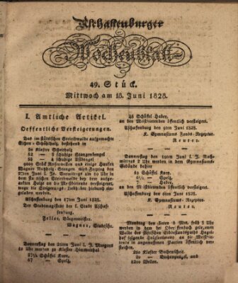 Aschaffenburger Wochenblatt (Aschaffenburger Zeitung) Mittwoch 18. Juni 1828