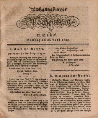 Aschaffenburger Wochenblatt (Aschaffenburger Zeitung) Samstag 28. Juni 1828