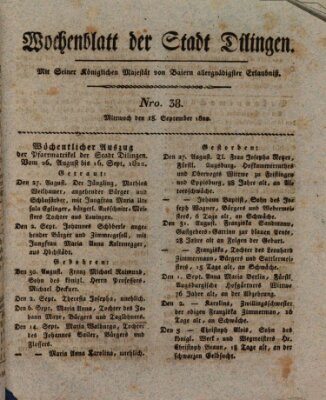 Wochenblatt der Stadt Dillingen Mittwoch 18. September 1822