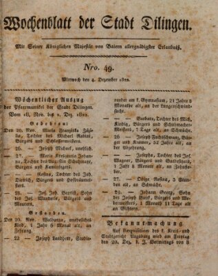Wochenblatt der Stadt Dillingen Mittwoch 4. Dezember 1822