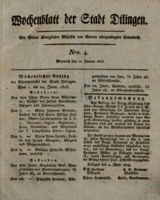 Wochenblatt der Stadt Dillingen Mittwoch 22. Januar 1823