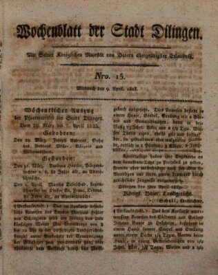 Wochenblatt der Stadt Dillingen Mittwoch 9. April 1823