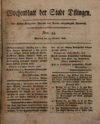 Wochenblatt der Stadt Dillingen Mittwoch 29. Oktober 1823