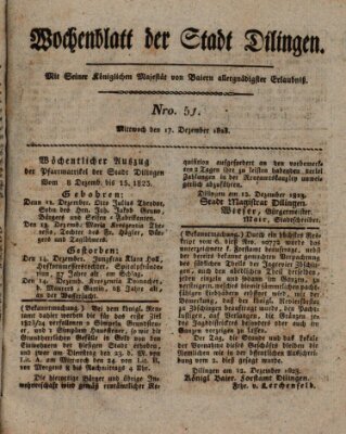 Wochenblatt der Stadt Dillingen Mittwoch 17. Dezember 1823