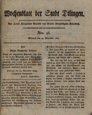 Wochenblatt der Stadt Dillingen Mittwoch 24. November 1824
