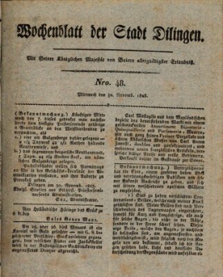 Wochenblatt der Stadt Dillingen Mittwoch 30. November 1825