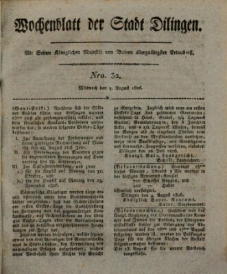 Wochenblatt der Stadt Dillingen Mittwoch 9. August 1826