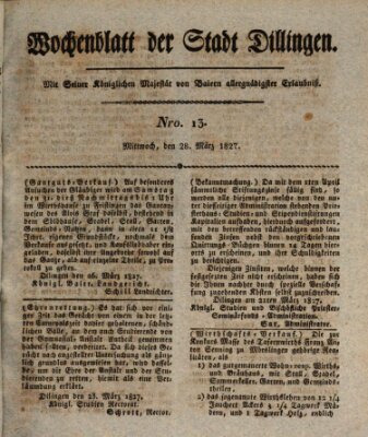 Wochenblatt der Stadt Dillingen Mittwoch 28. März 1827