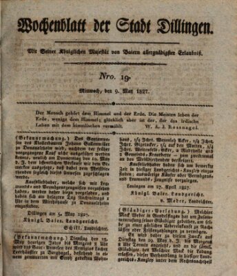 Wochenblatt der Stadt Dillingen Mittwoch 9. Mai 1827