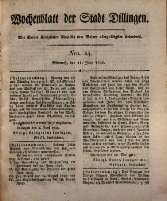 Wochenblatt der Stadt Dillingen Mittwoch 11. Juni 1828