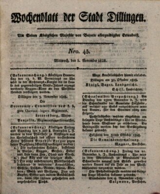 Wochenblatt der Stadt Dillingen Mittwoch 5. November 1828