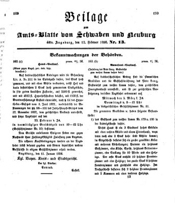 Königlich Bayerisches Kreis-Amtsblatt von Schwaben und Neuburg Dienstag 12. Februar 1856