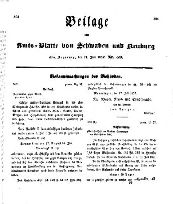 Königlich Bayerisches Kreis-Amtsblatt von Schwaben und Neuburg Dienstag 21. Juli 1857