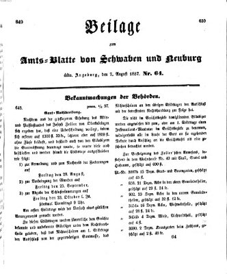 Königlich Bayerisches Kreis-Amtsblatt von Schwaben und Neuburg Freitag 7. August 1857