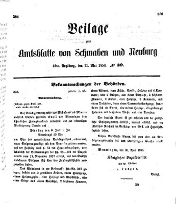 Königlich Bayerisches Kreis-Amtsblatt von Schwaben und Neuburg Dienstag 11. Mai 1858