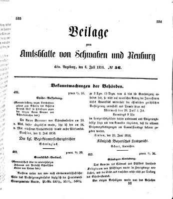 Königlich Bayerisches Kreis-Amtsblatt von Schwaben und Neuburg Dienstag 6. Juli 1858