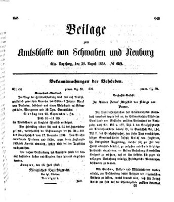 Königlich Bayerisches Kreis-Amtsblatt von Schwaben und Neuburg Freitag 20. August 1858