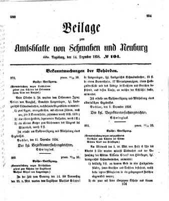 Königlich Bayerisches Kreis-Amtsblatt von Schwaben und Neuburg Dienstag 14. Dezember 1858