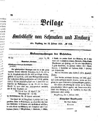 Königlich Bayerisches Kreis-Amtsblatt von Schwaben und Neuburg Samstag 12. Februar 1859