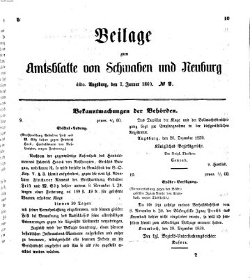 Königlich Bayerisches Kreis-Amtsblatt von Schwaben und Neuburg Samstag 7. Januar 1860
