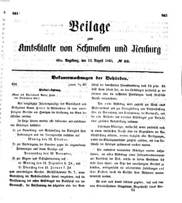 Königlich Bayerisches Kreis-Amtsblatt von Schwaben und Neuburg Freitag 10. August 1860
