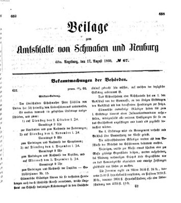 Königlich Bayerisches Kreis-Amtsblatt von Schwaben und Neuburg Freitag 17. August 1860