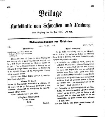 Königlich Bayerisches Kreis-Amtsblatt von Schwaben und Neuburg Freitag 14. Juni 1861