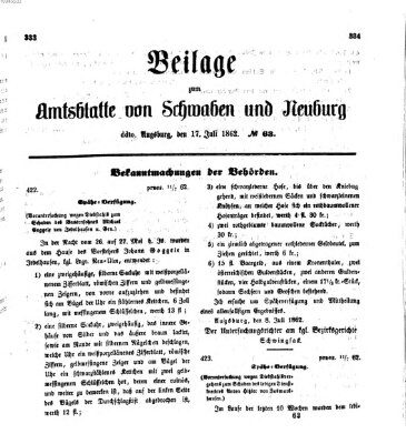 Königlich Bayerisches Kreis-Amtsblatt von Schwaben und Neuburg Donnerstag 17. Juli 1862