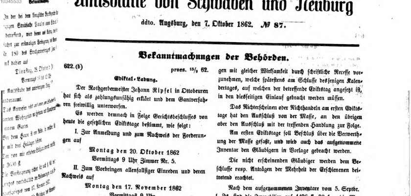 Königlich Bayerisches Kreis-Amtsblatt von Schwaben und Neuburg Dienstag 7. Oktober 1862