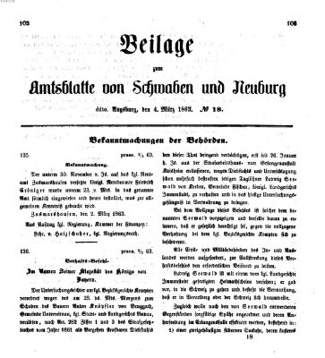 Königlich Bayerisches Kreis-Amtsblatt von Schwaben und Neuburg Mittwoch 4. März 1863