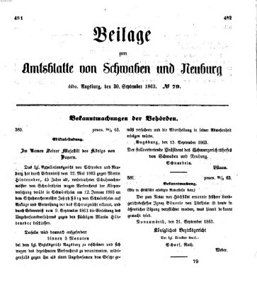 Königlich Bayerisches Kreis-Amtsblatt von Schwaben und Neuburg Mittwoch 30. September 1863