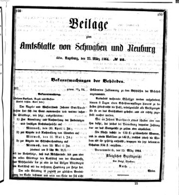 Königlich Bayerisches Kreis-Amtsblatt von Schwaben und Neuburg Mittwoch 23. März 1864