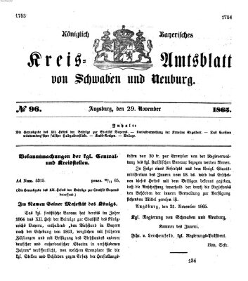 Königlich Bayerisches Kreis-Amtsblatt von Schwaben und Neuburg Mittwoch 29. November 1865
