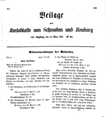 Königlich Bayerisches Kreis-Amtsblatt von Schwaben und Neuburg Mittwoch 14. März 1866