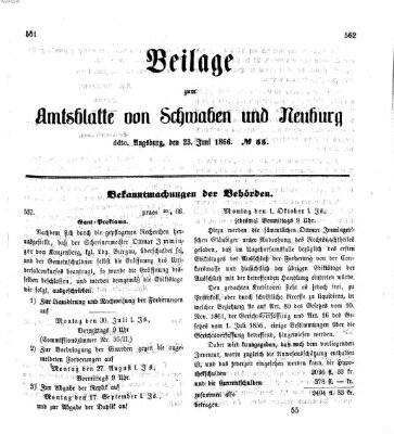 Königlich Bayerisches Kreis-Amtsblatt von Schwaben und Neuburg Samstag 23. Juni 1866